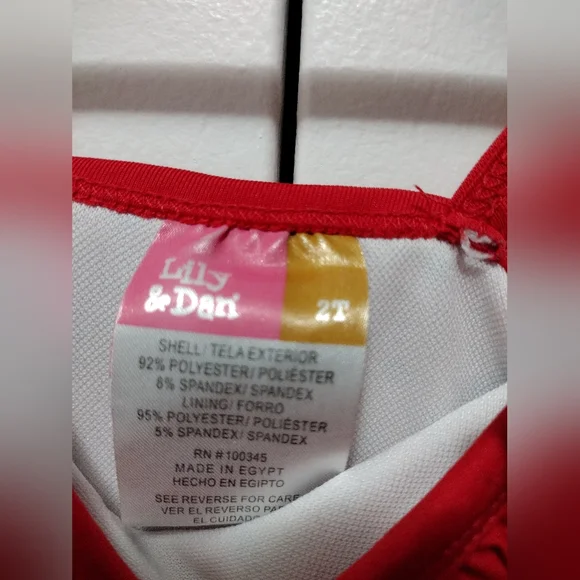 Lily & Dan Red Floral Bathing suit 2T - Picture 6 of 6